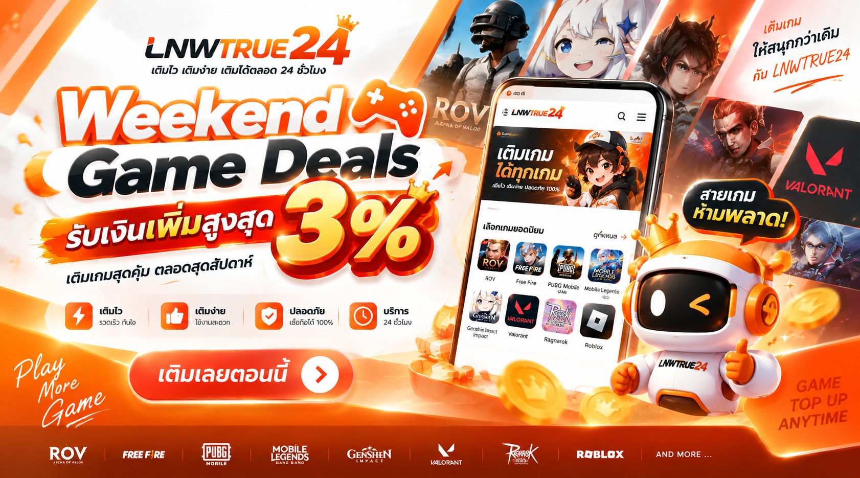 Weekend Game Deals รับเงินเพิ่มสูงสุด 3%